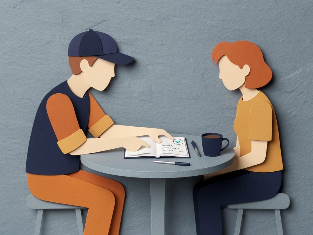 Scope, two figures across a table sketching the thing