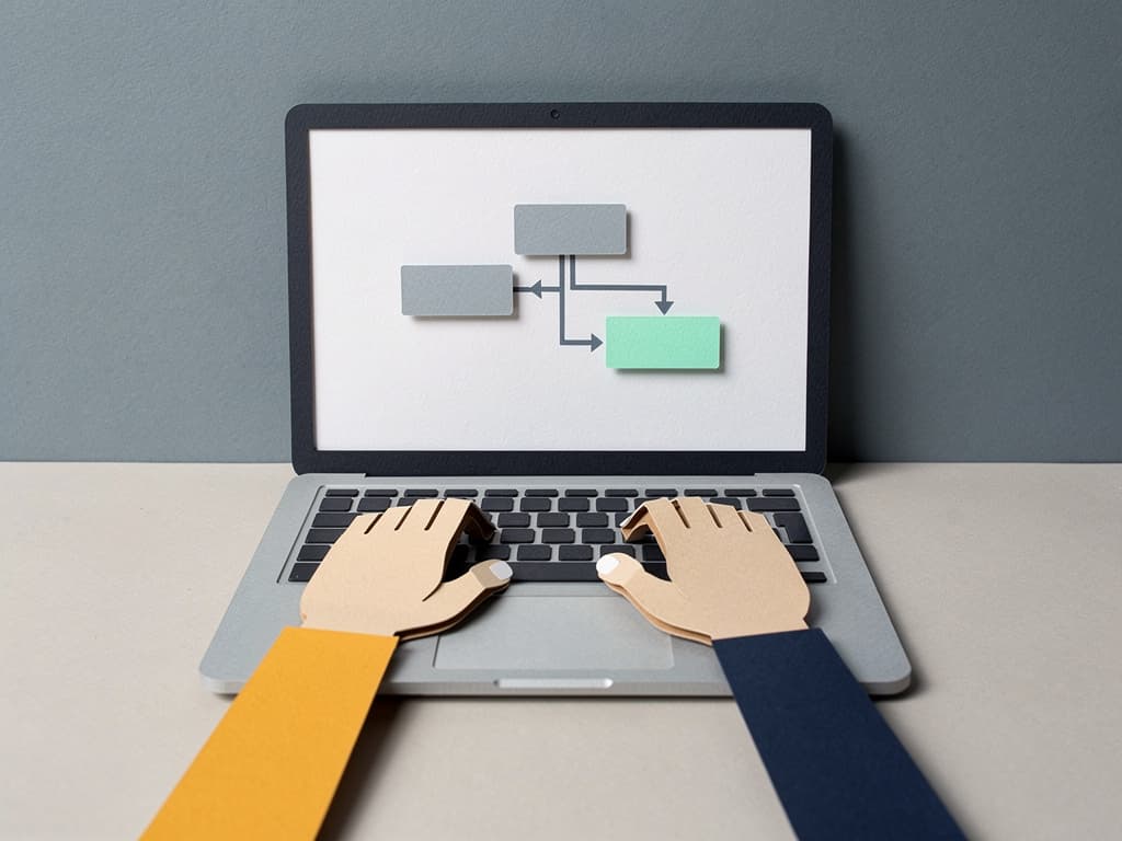 Ship, hands on a keyboard with a working artifact on screen